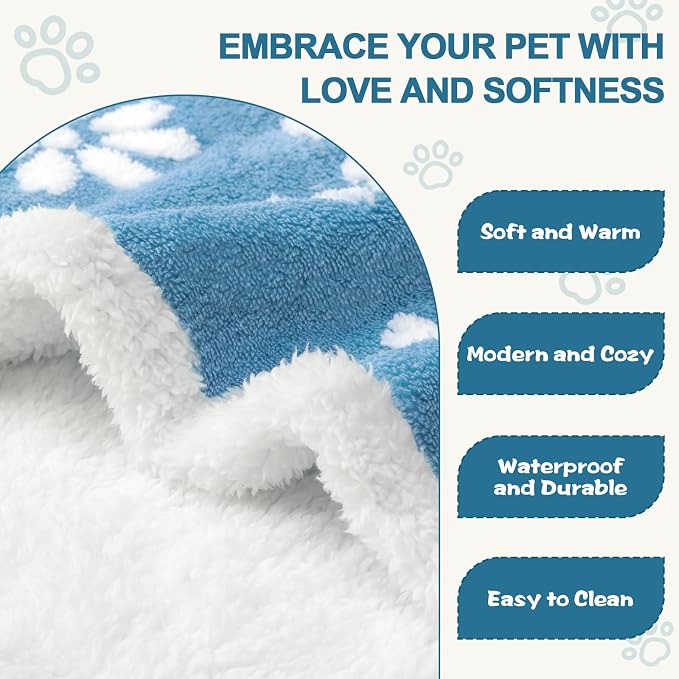 Waterproof Blanket for Dog Cat or Adult, Cute 3D Textured Flower Dog Blanket for Bed Couch Sofa, Soft Liquid Pee Proof Pet Furniture Protector, 60"x80", Blue