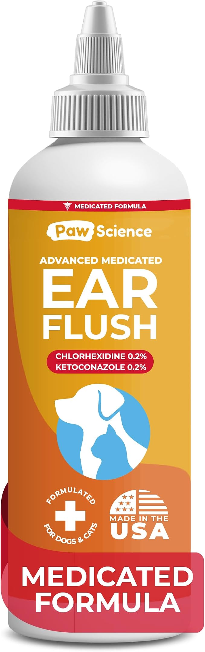 Dog Ear Cleaner - Cat & Dog Ear Infection Treatment - Medicated Pet Ear Wash, Flush, and Cleaning Solution for Dogs and Cats - Remedy for Itchy Yeast Relief