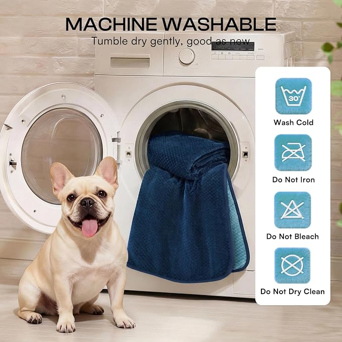 Luciphia Waterproof Blanket for Large Dog Ultra-Soft & Calming Pet Throw Reversible Warm Fleece Durable Furniture Crate Couch Bed Cover Protector Machine Washable Leakproof Blue XL (85''x57'')