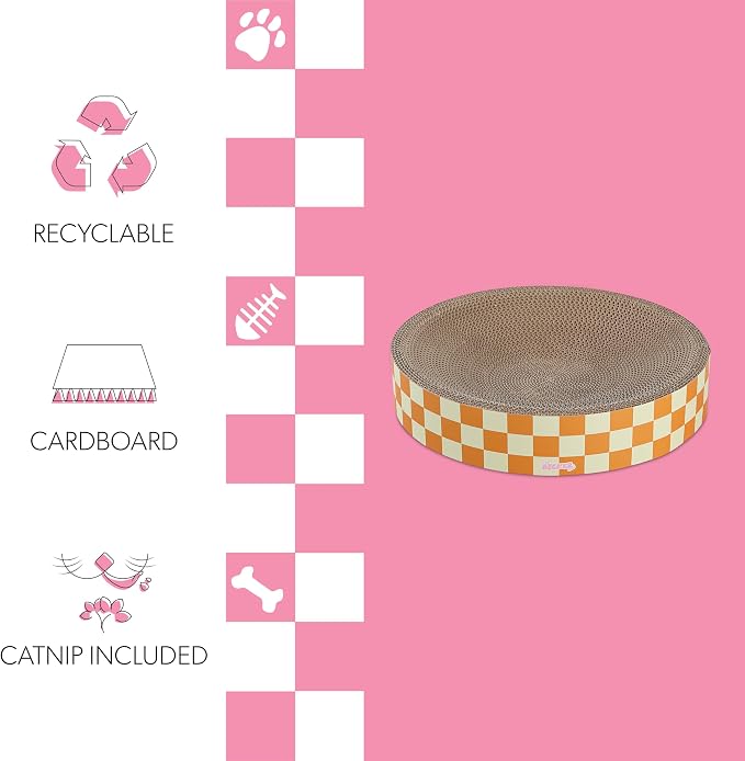 CSR1010G Nelson 20.13" Modern Cardboard Round Bowl Cat Scratcher with Catnip, Citrus