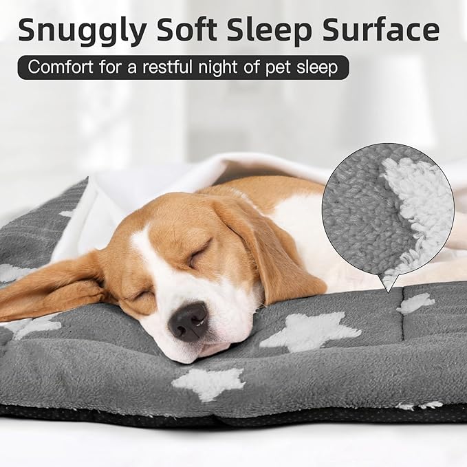 Mora Pets Dog Crate Pad Washable Dog Bed for Crate Flat Cat Pet Kennel Mat | Soft Dog Bed Mat, Crate Pad for Dog Cages Cozy Sleeping Liner, Pet Pillow Cushion Large Puppy Bed Cute Anti Slip Grey 36 x 23