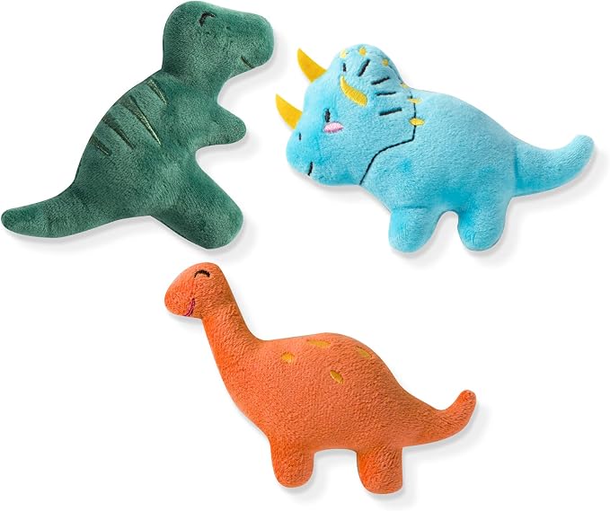 Fringe Studio Mini Plush Pet Toy Set with Squeaker, Having A Dinomite Time (289427), Multicolor