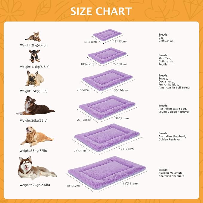 Reversible Dog Bed Mat with Plush and Corn Velvet,Soft Warm Pet Cushion, Dual Purpose Washable Sleeping Mattress Bed for Small Medium Large Dog and Cat XB004 (24"x18", Purple)