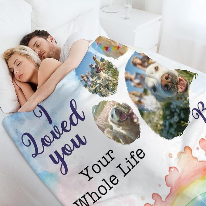 Artsadd Personalized Memorial Blanket with Pictures Pet Loss Sympathy Gift in Memory of Dog Cat Custom Photo Blanket