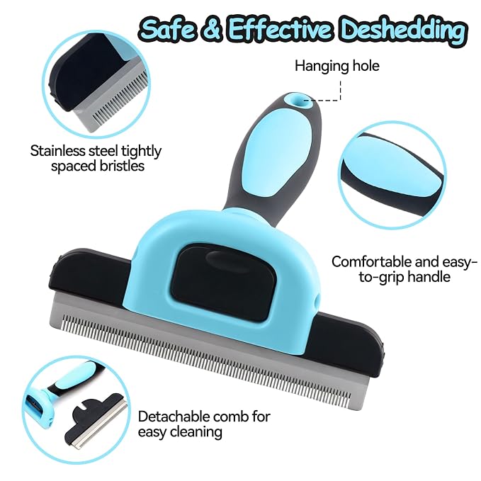 Deshedding Brush for Cats Short Hair Dogs - Undercoat Rake Reduces Shedding | Professional Pet Grooming Tool & Effective Deshedding Tools Short Hair Deshedding Brush to Reduce Shedding by 95%