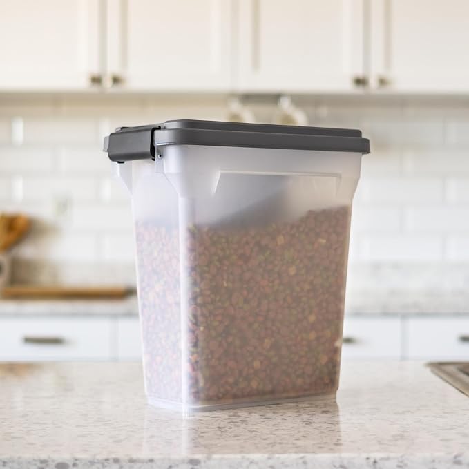 IRIS USA Dog Food Storage Container, Up to 13 lbs, Dark Gray, Made in USA | Includes 2-Cup Scoop, Airtight Seal, BPA-Free, Bird Seed, Cat food, Treats, Keeps Kibble Fresh, Pellets