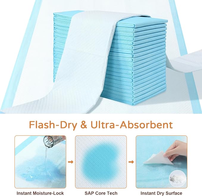 Large Dog Pee Pads 31"x36", 60 Count Value Pack for Stocking Up, 6-Layer Absorbent Potty Training Pads for Medium and Large Dogs, Leak-Proof Wee Wee Pads
