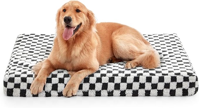 JOEJOY Orthopedic Dog Bed for Large Dogs, Memory Foam Pet Bed with Removable Washable Cover, Cozy Plush Crate Mat, 47×29", Grey