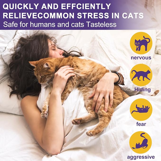 Cat Calming Diffuser Kit, 1 Diffuser + 3 Refills Pack,Discourage Scratching, Excessive Meowing & Urine Marking, Gentle Calming Support