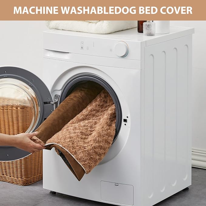 BFPETHOME Orthopedic Washable Large Dog Bed for Senior Dog Comfy Sleep | Waterproof Big Soft Pet Couch Bed for Dogs Relax with Removable Cover Supportive Egg Crate Foam Brown 36x27 Inch