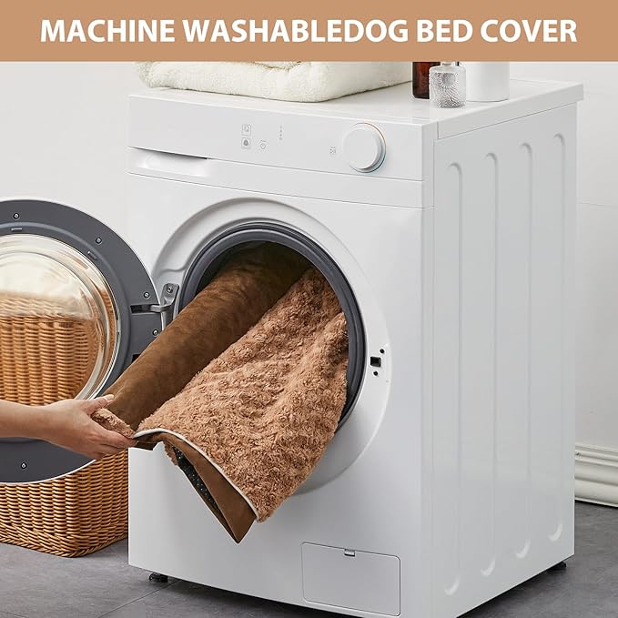 BFPETHOME Orthopedic Washable XLarge Dog Bed for Senior Dog Cozy Sleep | Extra Large Waterproof Big Soft Pet Couch Bed for Dogs Relax with Removable Cover Supportive Egg Crate Foam Brown 42x30 Inch