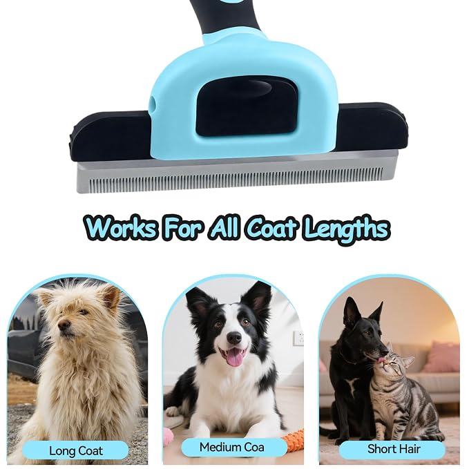 Deshedding Brush for Cats Short Hair Dogs - Undercoat Rake Reduces Shedding | Professional Pet Grooming Tool & Effective Deshedding Tools Short Hair Deshedding Brush to Reduce Shedding by 95%