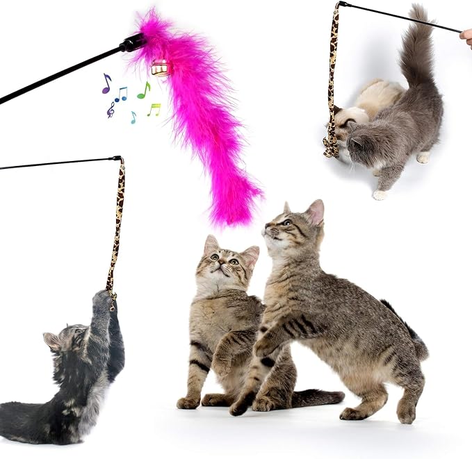 AILUKI 35PCS Cat Toys Variety Pack for Indoor Cats, Kitten Toys Set with Collapsible Cat Tunnel, Feather Wand, Plush Mice, Crinkle Balls & Interactive Cat Toys Bundle Storage Bag
