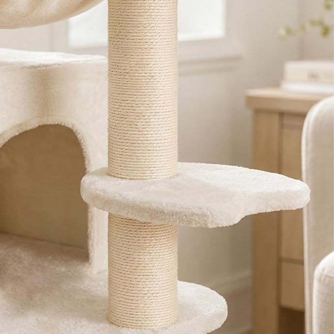 HUITREE 45in Cat Tree Tower with Big Condo for Indoor Cats,Cat Tower with Scratching Post,Scratching Board and Cat Toys,Multi-Level,Small Space,Transformer Cat Tree (338B)