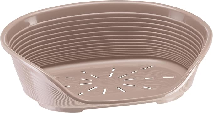 Ferplast Plastic Pet Bed for Cats and Small Dogs 61 x 45 x 21cm, Dove Grey | More hygiene, comfort and freshness with a ventilated, easy-clean design