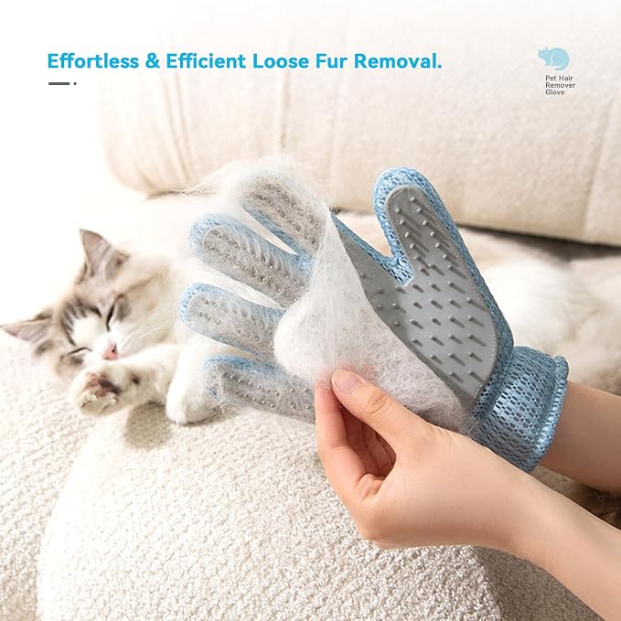 Cat Grooming Gloves, Upgraded 2-in-1 Double-Sided, 1 Count | Pet Hair Remover Glove for Dogs & Cats, Gentle Deshedding Grooming Mitt, Cleans Fur from Couch, Furniture, Carpet & Car Seats