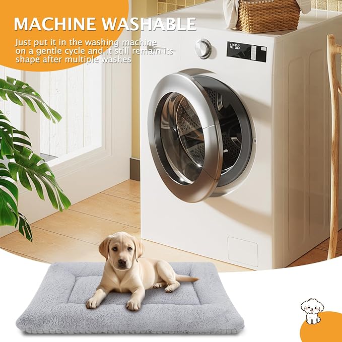 Reversible Dog Bed Mat with Plush and Corn Velvet,Soft Warm Pet Cushion, Dual Purpose Washable Sleeping Mattress Bed for Small Medium Large Dog and Cat XB004 (36"x23", Solid Grey)