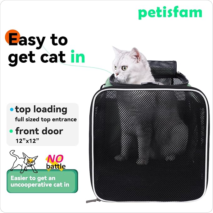 Easy Load Pet Carrier for Large, Medium Cats, 2 Cats and Small Dogs with Comfy Bed. Easy to Get Cat in, Escape Proof, Easy Storage, Washable, Safe and Comfortable for Vet Visit and Car Ride