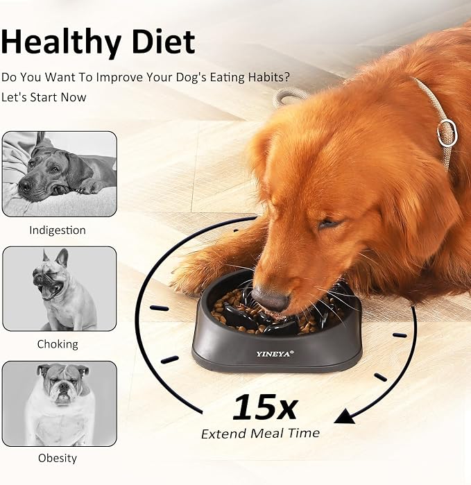 YINEYA Slow Feeder Dog Bowls, Pet Supplies that Slow Down Eating, Pet Food Bowls, Maze Dog Puzzle Feeder for Medium Breed | Dog Food Bowl Slow Down Eating Prevents Bloat, Promotes Healthy Digestion, Puzzle Feeder Interactive Makes Meal Time Fun