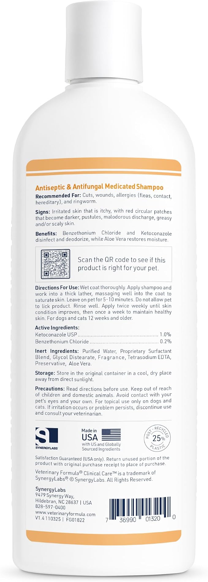 Veterinary Formula Clinical Care Antiseptic & Antifungal Shampoo, 16 oz | Medicated formula helps alleviate scaly, greasy and red skin; free from parabens, dyes and soap
