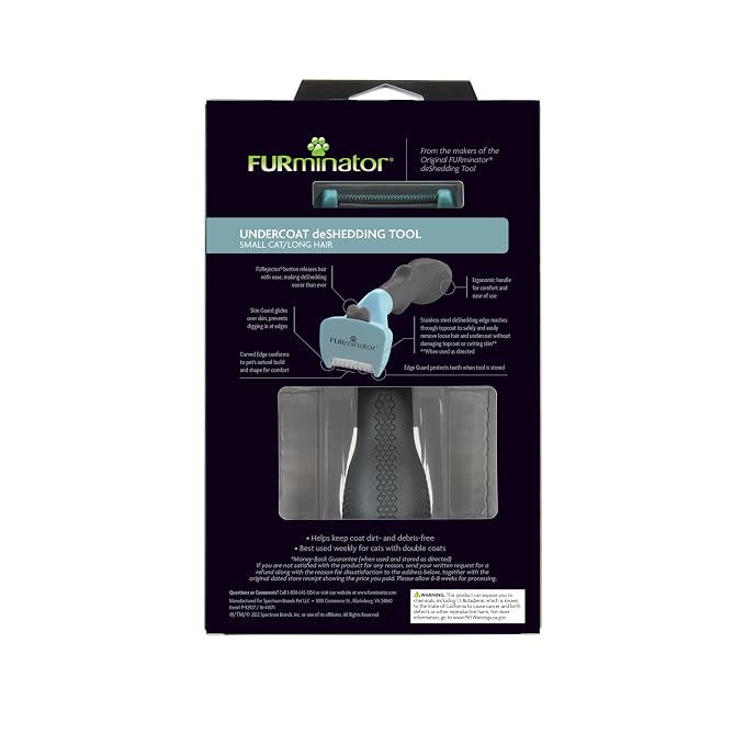 FURminator deShedding Tool For Small Cats, Long Hair, Removes Loose Hair From Shedding