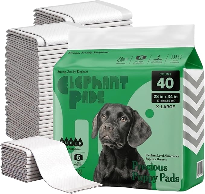 Quick-Drying & Super Absorbent Precious Puppy Pads, Leak-Proof & Unscented White Dog Pee Pads | Premium Potty Training Pads for Dogs (1, X-Large)
