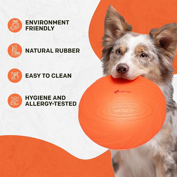 Flippy Flopper Dog Frisbee – Durable Dog Toy for Outdoor Fetch – Floating Frisbee for Dogs with Soft Rubber Edges – Comfortable on Teeth and Gums – Suitable for Water and Backyard Play