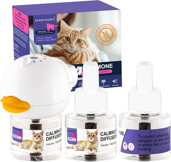 Cat Calming Pheromone Diffuser Reduces Conflict Between Cats Effective Anxiety Relief for Cats & Cat Calming Soothing 48ML 3 Refills Fits All Cats, 3 Packs (C)