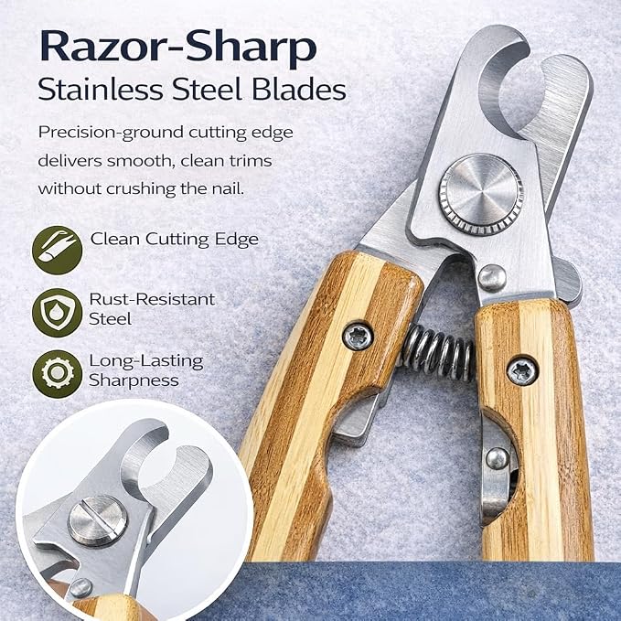 Diamondg Big Dog Heavy Duty Dog Nail Clipper and Trimmer with Full Length Hardened Steel and Wooden Handle