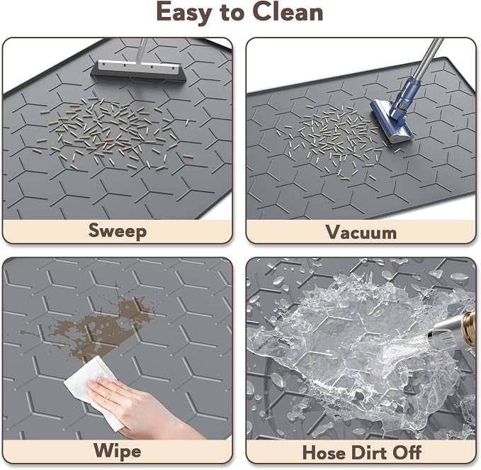 Silicone Cat Litter Mat Large 40" X 28", Easy to Clean, Dark Gray | Large Size Waterproof Silicone Mat with Raised Edges, Catch Litter, Protect Floor from Urine, Multi-Use for Dog/Sink/Kitchen