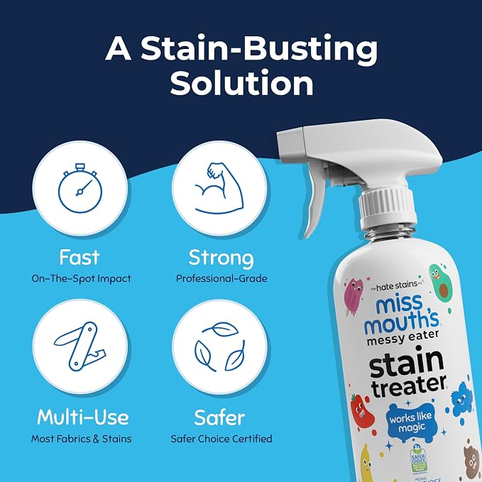 Miss Mouth's Messy Eater Stain Treater Spray, Laundry Stain Remover, 16 Oz | Newborn & Baby Essentials; Cleans Off Food, Grease, Coffee; Use on Laundry, Underwear, Fabric