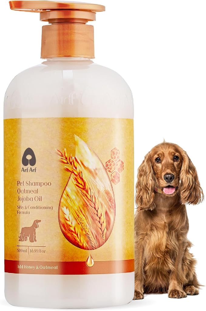 Arf Arf Silky Coat Dog Shampoo – Jojoba & Honey, Long Hair, Yorkies, 16.9oz | Jojoba & Honey for silky, tangle-free long coats. Lasting fresh scent. pH-balanced. Ideal for Yorkies, Spaniels & Maltese.