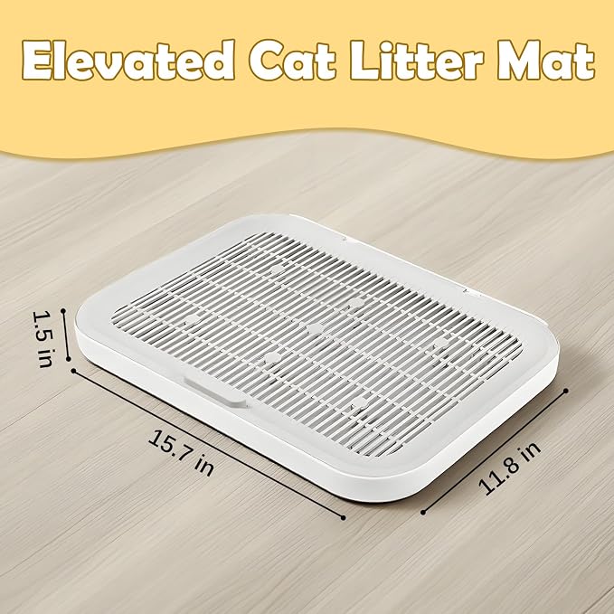 Cat Litter Mat Litter Box Mat with a Flip-top Lid,Extra Large Double-Layer Trapping Mats for Kitty,XL Cat Trapping Pad with Non-Slip Base,Durable,Waterproof,Washable,Easy to Clean (Grey)