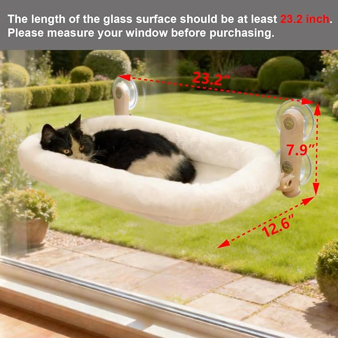 YGP Foldable Cat Hammock for Window- Heavy Duty Cat Window Seat | 40lbs High Load Capacity, 4 Strong Suction Cups & No Drilling. Cat window seat for cats inside.