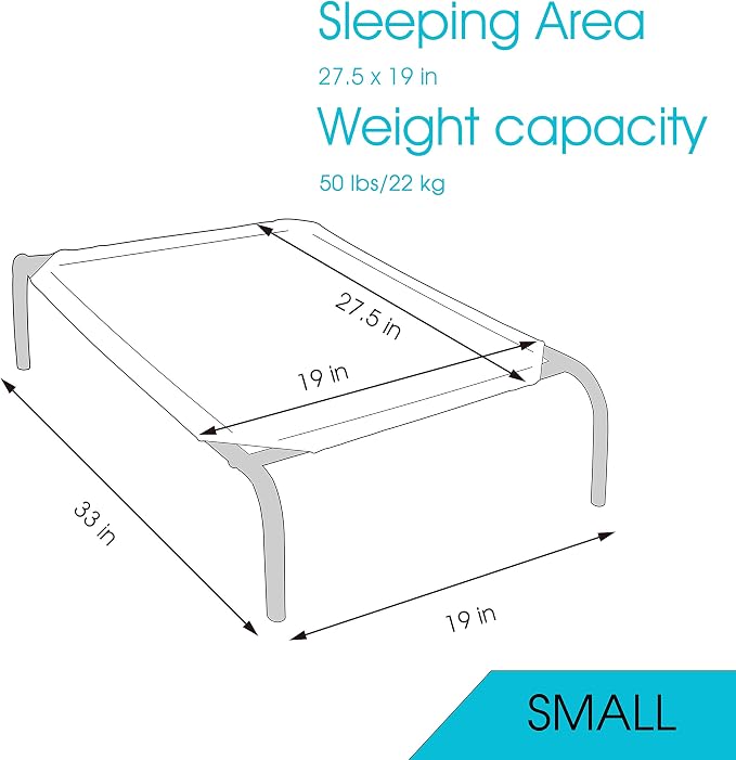 Raised Pet Cot for Small Pets, Elevated Dog Bed with Breathable Mesh, Sturdy Steel Frame for Indoor & Outdoor Use, Non-Slip Design, Easy Clean, 33-Inch Blue