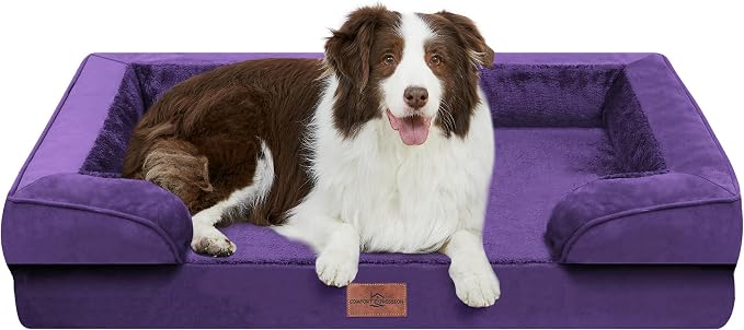 Comfort Expression Orthopedic Dog Beds for Large Sized Dog with Bolster | Waterproof Dog Couch Bed with Washable Cover & Non-Slip Bottom, Supportive Egg Crate Foam Large Pet Bed, 36x27 Inch