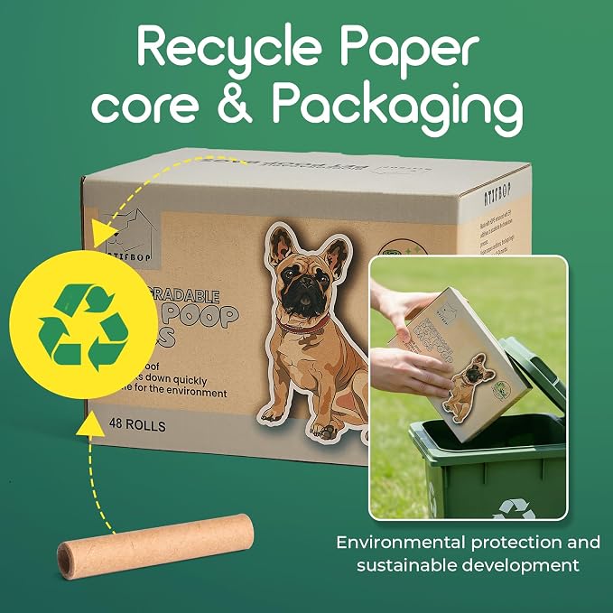 ATIFBOP Biodegradable Dog Poop Bags 720 Counts 48 Rolls, Leak Proof and Extra Thick Doggy Poop Bags (Unscented)