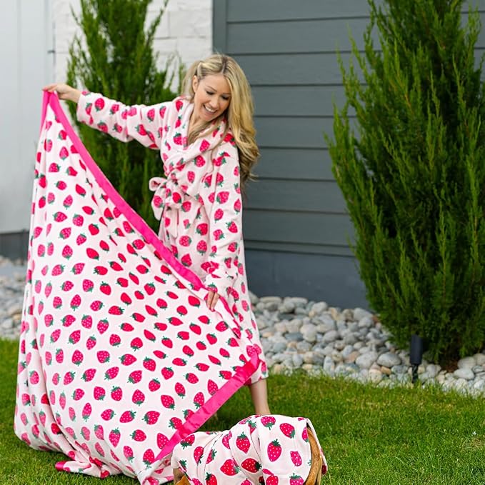 Darren & Phillip Cutie Frutti Strawberry Blanket - Ultra-Soft Blankets Made with Plush Fleece - Perfect as a Dog Bed Blanket or for Cuddling with Your Pup - Ultra-Snuggly Blankets for Dogs & Humans