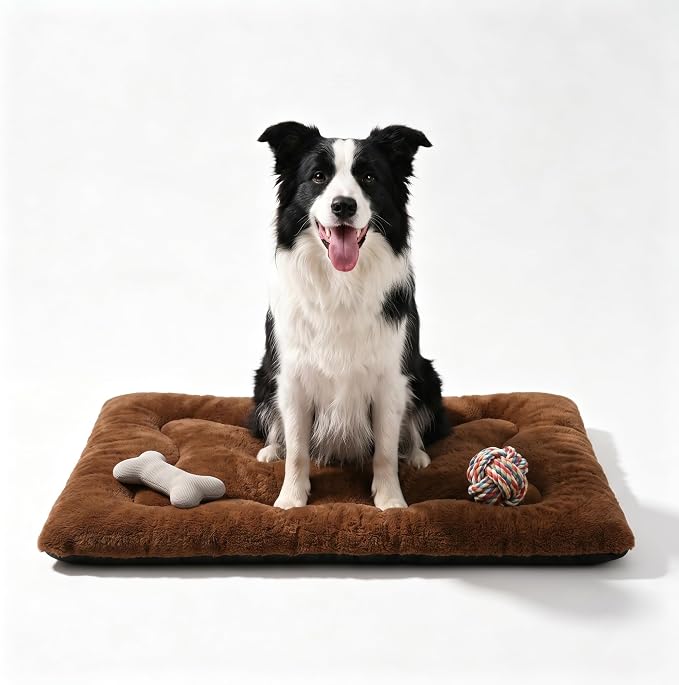 Dog Bed 36" for Metal Crate Pad,Washable Sleeping Mat for Medium/Large Pets | Soft faux rabbit fur, non-slip,machine wash/dry, plush cushioning, for crates, floors & travel, multiple sizes for all breeds