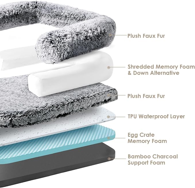 EHEYCIGA Foldable Human Dog Bed, 72"x44"x11" Orthopedic Memory Foam Human Sized Dog Bed, Waterproof Pet Bed for People, Faux Fur Pet Couch for Adult with Non-Slip Bottom, Faded Black