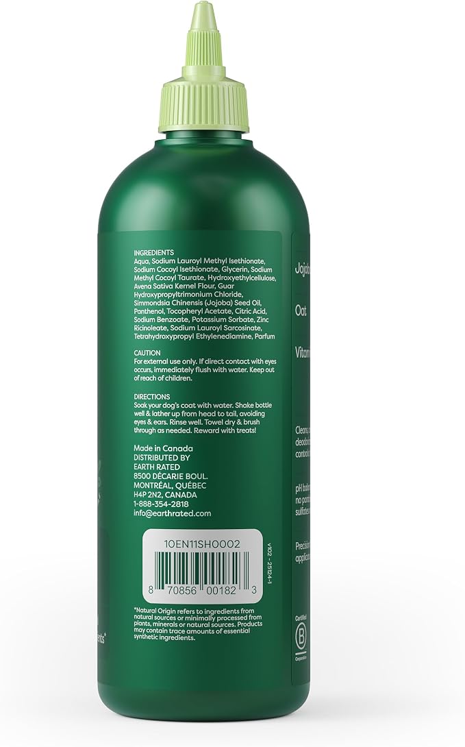 Earth Rated Dog Detangler Shampoo & Conditioner, Hypoallergenic 3-in-1 for Dogs & Puppies, Deodorizing, 98.5% Natural Origin Ingredients, for Doodles & Poodles, 16 oz