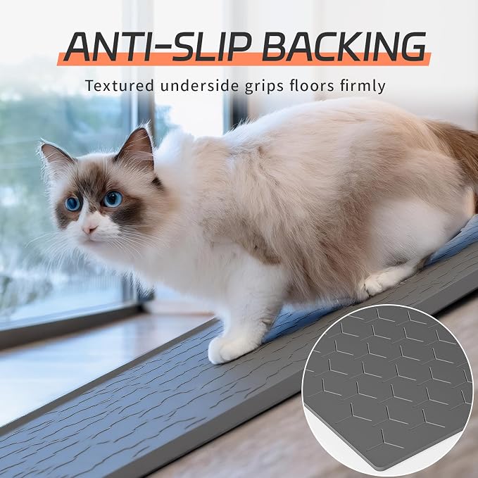 Bulkniu Silicone Cat Litter Mat, 22"x34", Raised Edge Waterproof, Dark Grey | Litter Trapping & Recycling, Easy to Clean, Non-Slip, Durable Safe & Odorless, Paw Friendly