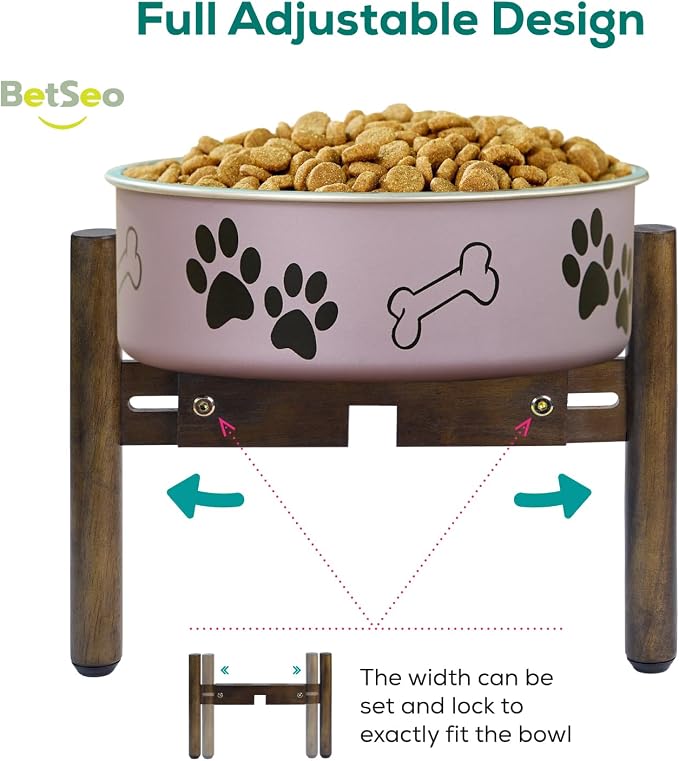 Dog Bowl Stand for Water/Food - Adjust with Lock - Dog Water Fountain Holder, Elevates Pet Food and Water Feeder Bowls (Bowl not Included) (1Pack - (Height 10.3in, Width 8-11.2in))