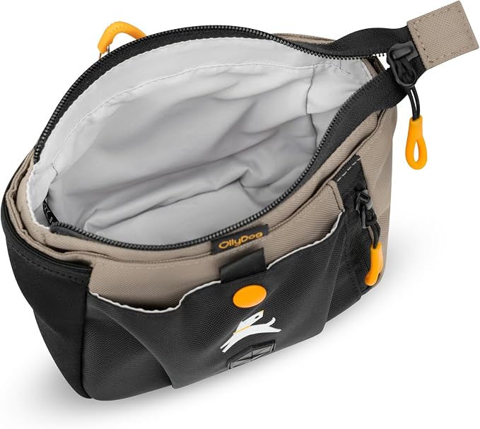 Backcountry Day Bag | Dog Training Treat Pouch | Eco-Friendly Recycled Fabric Fanny Pack with Zipper Closure, Built-in Poop Bag Dispenser & Adjustable Waist Belt (Dune)
