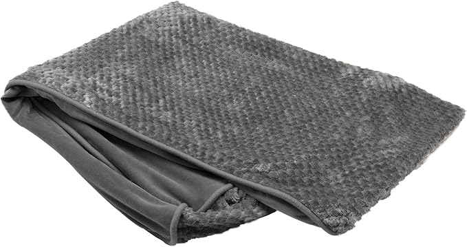 Furhaven Replacement Dog Bed Cover Minky Plush & Velvet Contour Luxe Lounger, Machine Washable - Gray, Jumbo (X-Large)