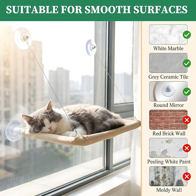 Cat Window Perch Suction Cup, Adhesive Suction Cup with Screws | 4 Pack PVC Sucker Pads, Replacement Strong Suction Cups, for Foldable & Cordless Cat Window, Holds up to 40 lbs