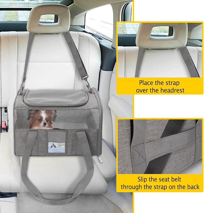 Refrze Cat Carrier for Large Cats 20 lbs, Medium Cat Under 25 lbs, Dog Carriers for Small Dogs, Soft Travel Pet Carrier for 2 Cats Small Dogs, Grey