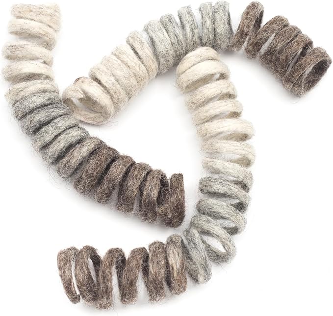 Glaciart One Felt Spring Cat Toy – 3 Pcs Soft Fuzzy Enrichment 100% Natural Wool - Interactive Stretchable Play Cat Toy Set - Safe for Pets, Non-AZO Colored Dyes - 30” Long