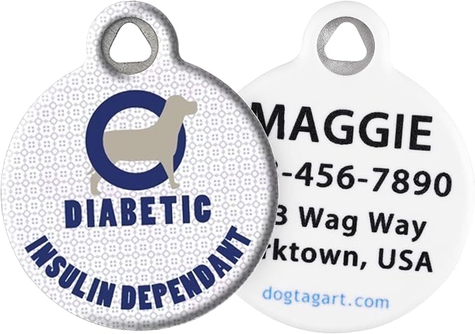 Medical-Alert Tag, Custom Pet ID Tags for Dogs and Cats, Personalized Dog Tags with Customized Identification Information - Diabetic Alert Medical - Large
