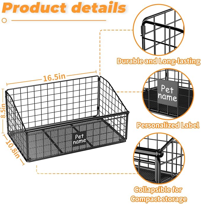 Dog Toy Bin Toy Basket Metal Storage Box with Handles Dog Organizer Chew-Proof Dog Toy Box Blankets Leashes Chest Puppy Dog Toy Storage Container Home Decor Pet Toys Dog Cat
